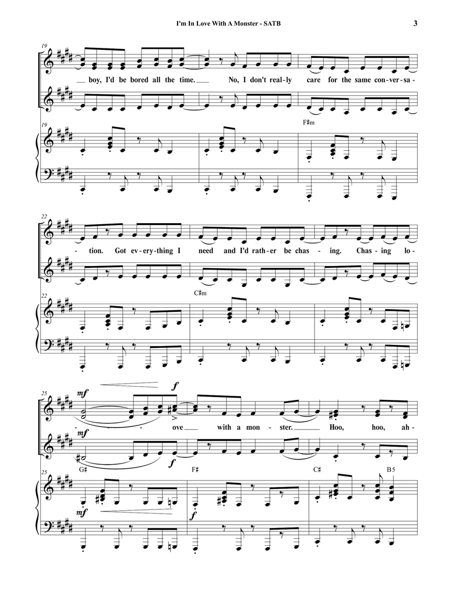 I'm In Love With A Monster 4-Part scores gallery preview page 3