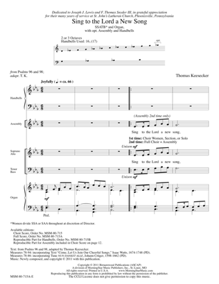 Sing to the Lord a New Song (Downloadable Full Score)