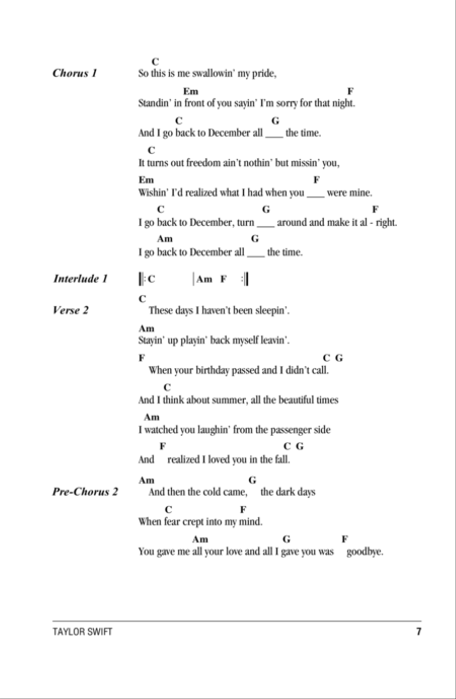 Back To December Acoustic Guitar scores gallery preview page 2