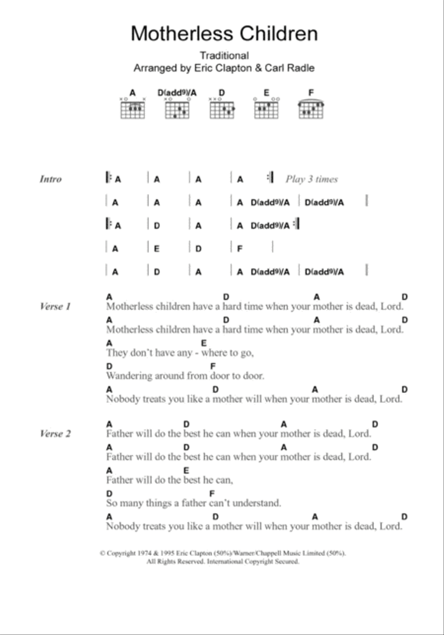 Motherless Children Guitar scores gallery preview page 1
