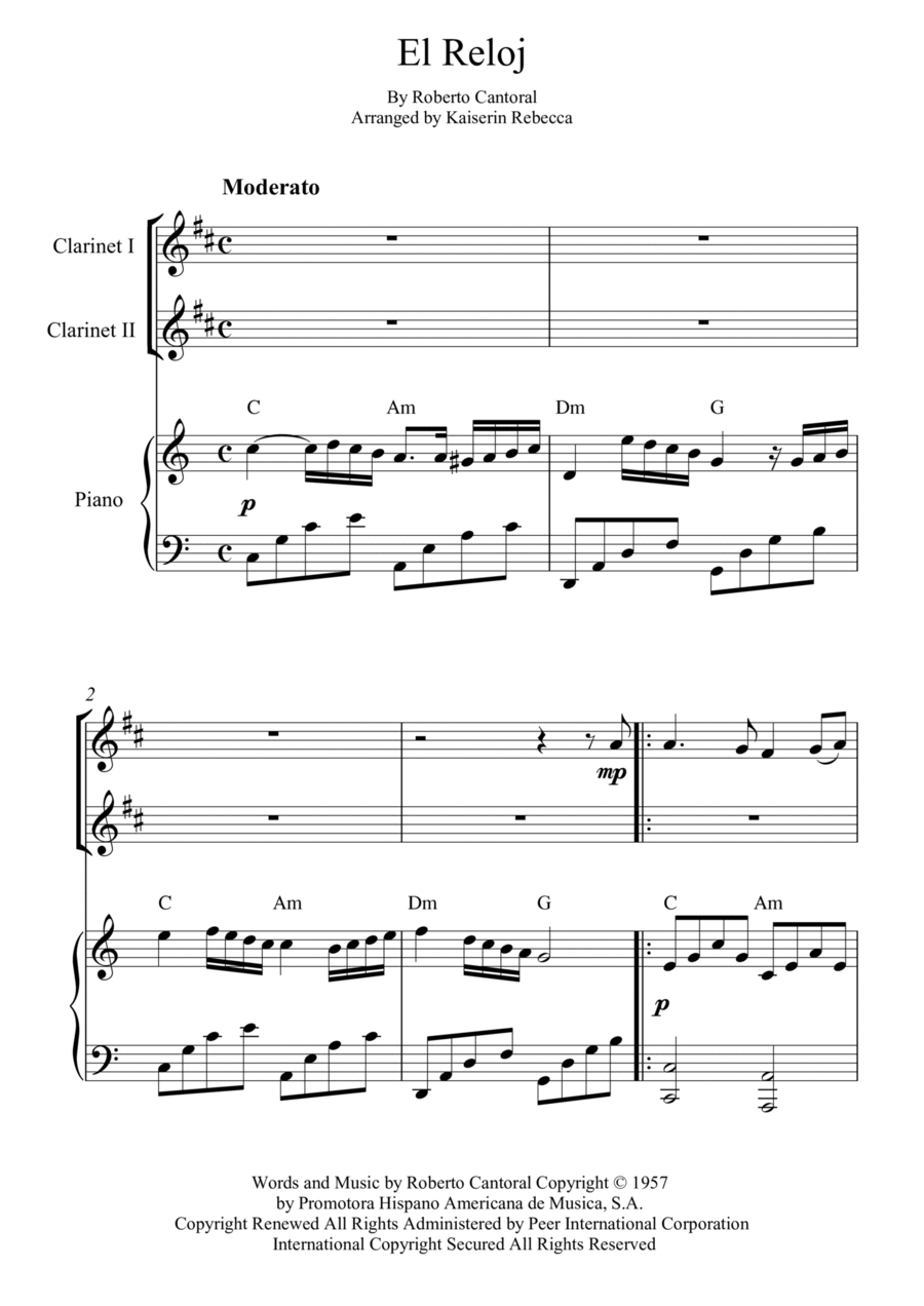 El Reloj Woodwind Duet scores gallery preview page 1