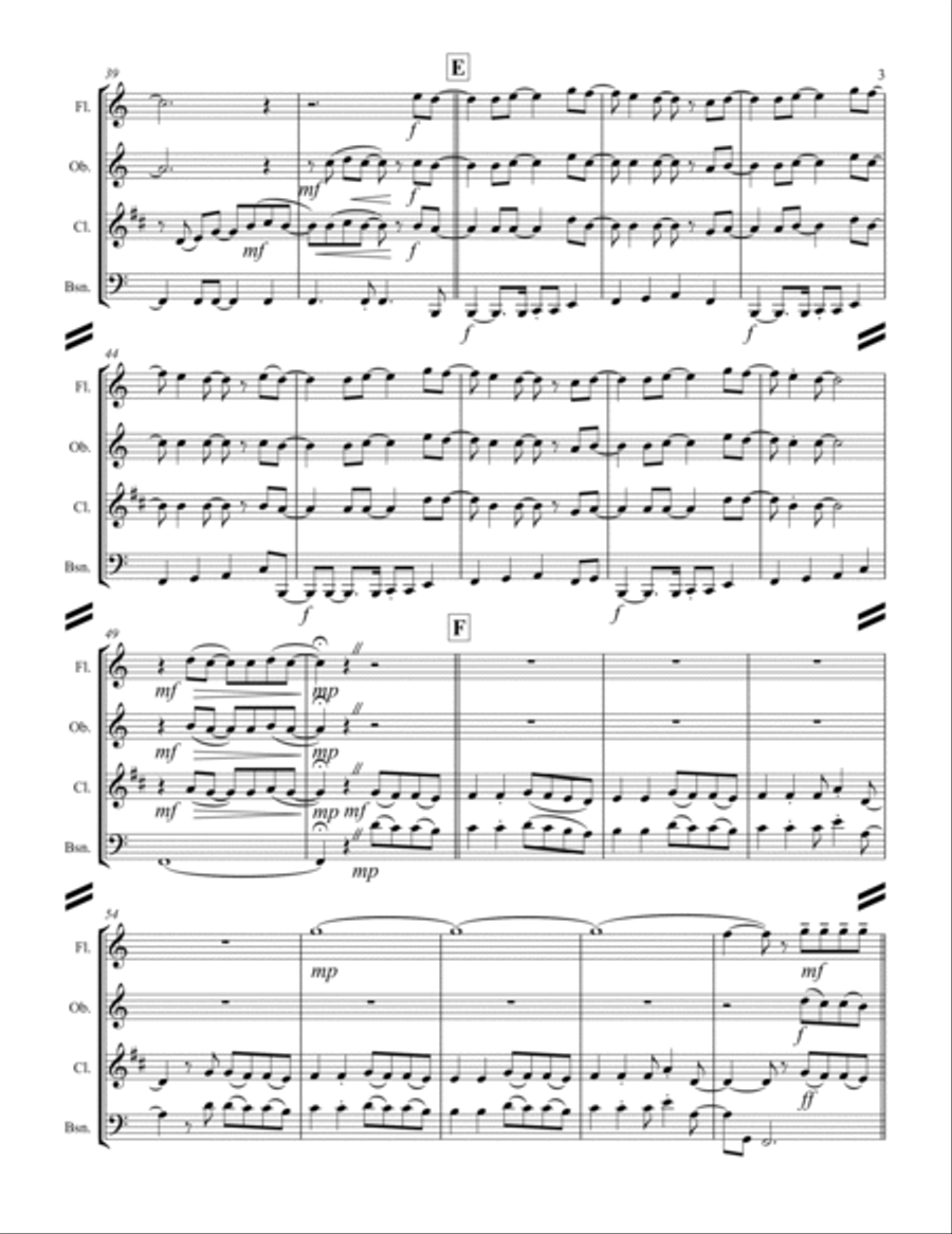 Here I Am To Worship Woodwind Quartet scores gallery preview page 4