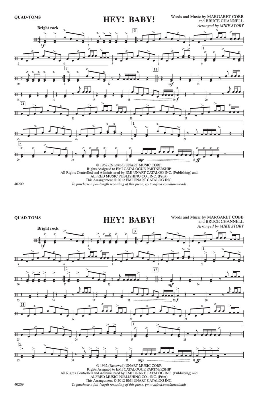 Hey! Baby! (from Dirty Dancing): Quad-Toms