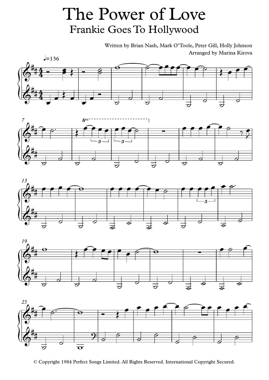 The Power Of Love Piano Solo scores gallery preview page 1