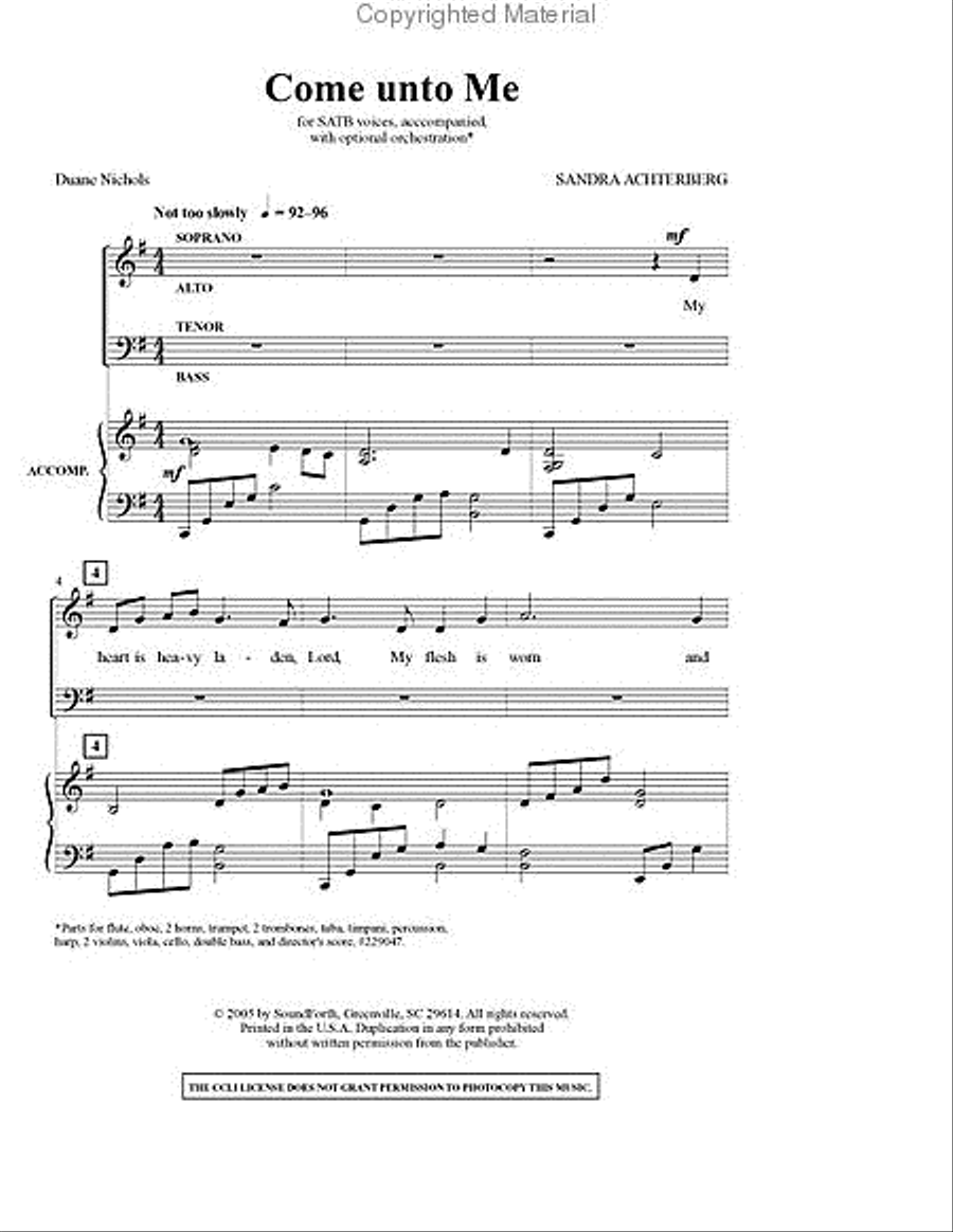 Come Unto Me Come Unto Me 4-Part scores gallery preview page 2