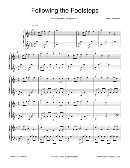 Following the Footsteps Piano Solo - Digital Sheet Music