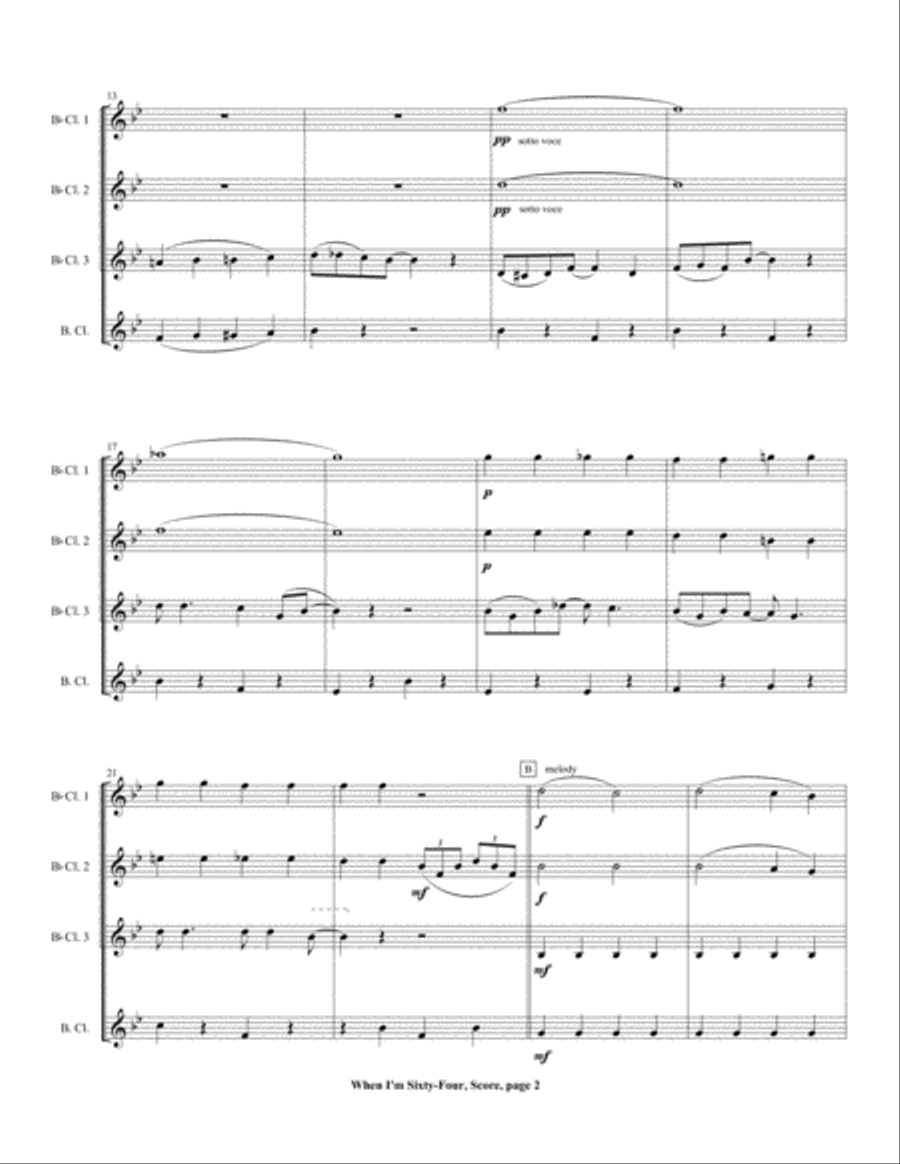 When I'm Sixty-Four Woodwind Quartet scores gallery preview page 4