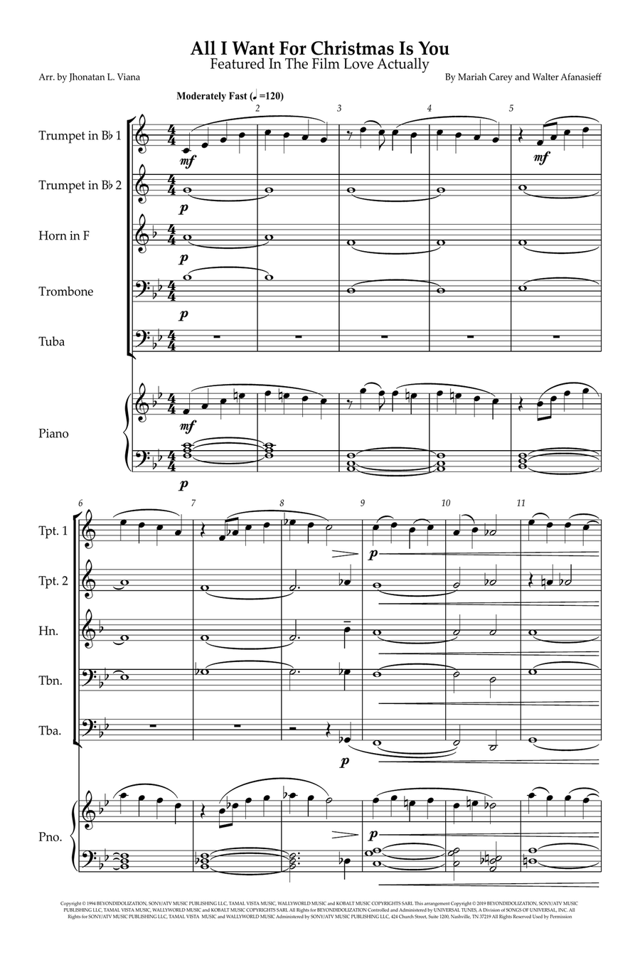 All I Want For Christmas Is You Small Ensemble scores gallery preview page 1