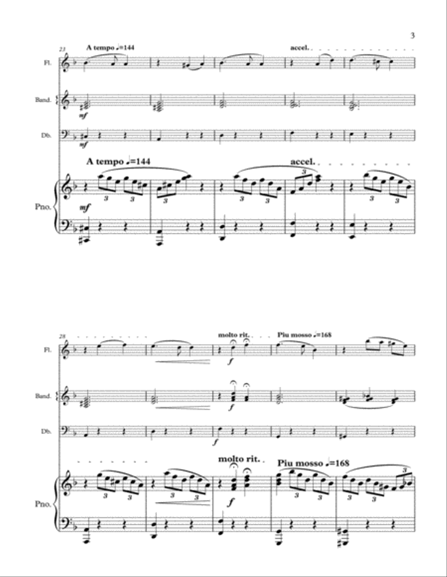 Ochi Ciornie for flute bandoneon bass and piano Flute scores gallery preview page 3