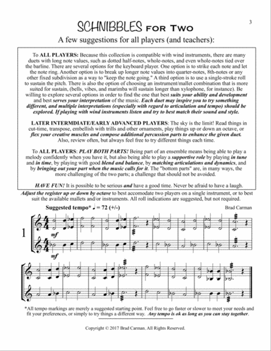 SCHNIBBLES for Two: 101 Easy Practice Duets for Band: KEYBOARD PERCUSSION Concert Band scores gallery preview page 4