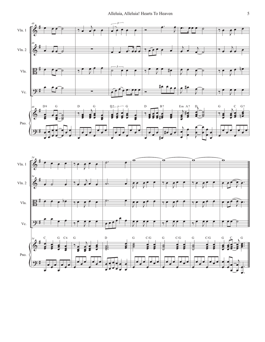 Alleluia, Alleluia! Hearts To Heaven (String Quartet and Piano) String Quartet scores gallery preview page 5