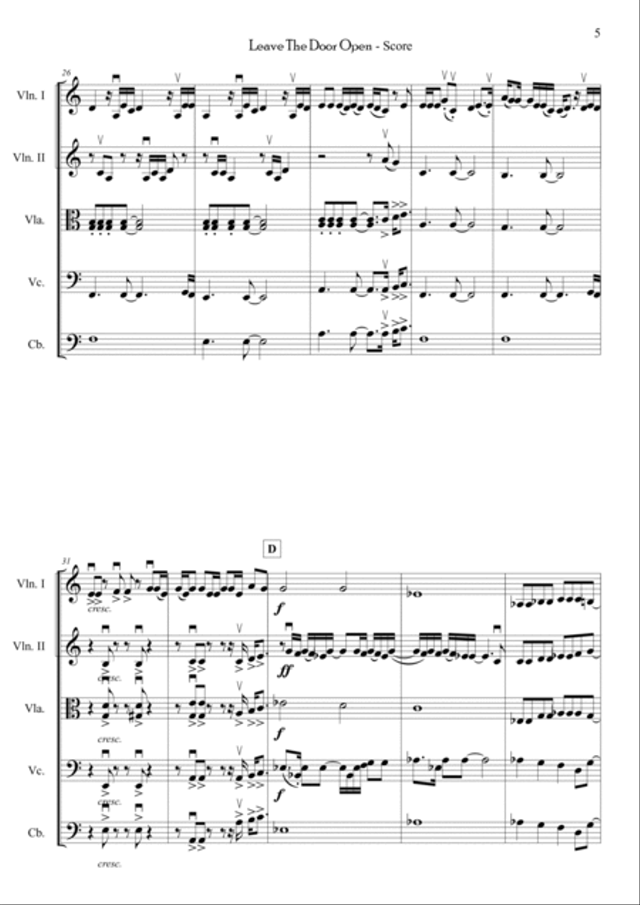 Leave The Door Open String Orchestra scores gallery preview page 4