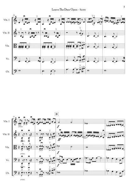 Leave The Door Open by Bruno Mars String Orchestra - Digital Sheet Music