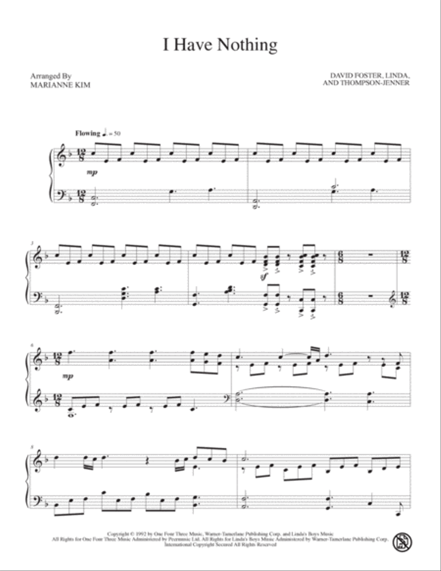 I Have Nothing Piano Solo scores gallery preview page 2