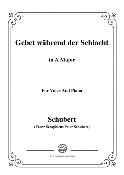Schubert-Gebet während der Schlacht,in A Major,for Voice&Piano image number null