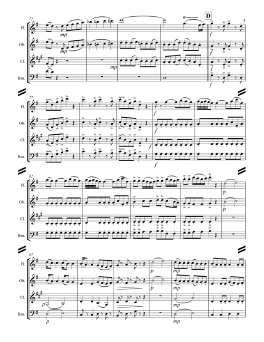 Mozart - Serenade in G, 'Eine kleine Nachtmusik' (for Woodwind Quartet) Woodwind Quartet scores gallery preview page 6