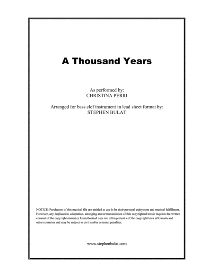 A Thousand Years Small Ensemble scores gallery preview page 1
