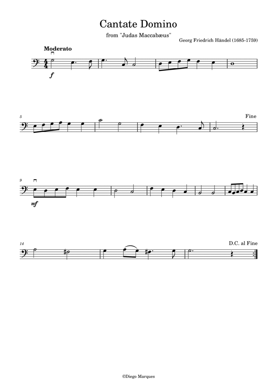 Cantate Domino in C Cello Solo scores gallery preview page 1