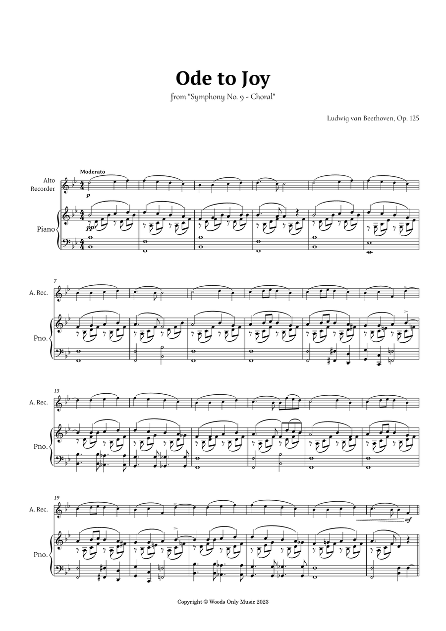 Ode to Joy by Beethoven for Alto Recorder Alto Recorder scores gallery preview page 2
