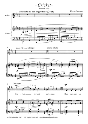 Cricket: Song for Soprano voice and Piano