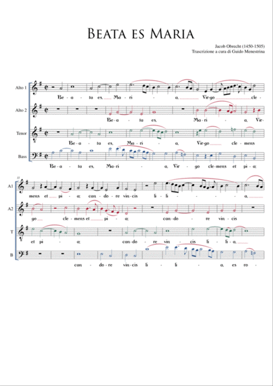 Beata es Maria - SSATB Motet - Transcribed by Guido Menestrina image number null