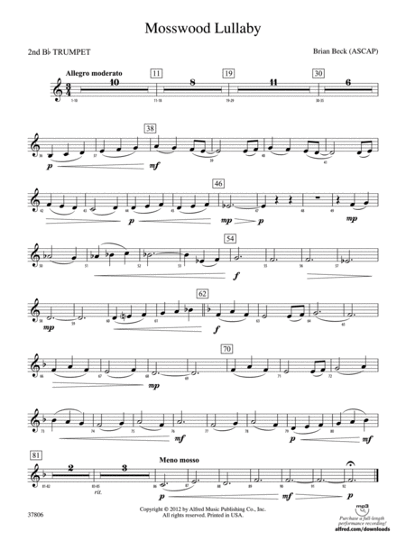 Mosswood Lullaby: 2nd B-flat Trumpet
