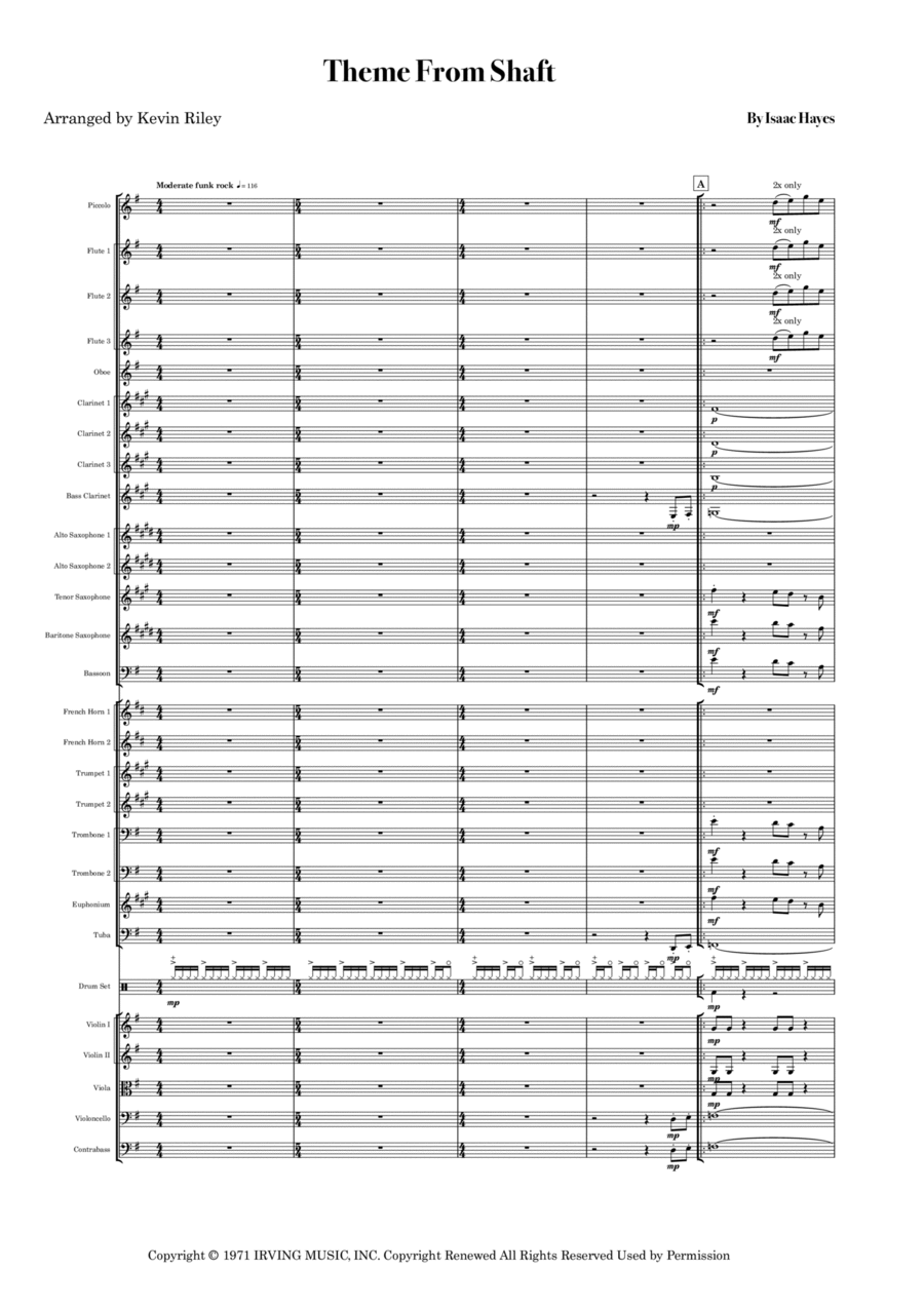 Theme From Shaft Full Orchestra scores gallery preview page 1