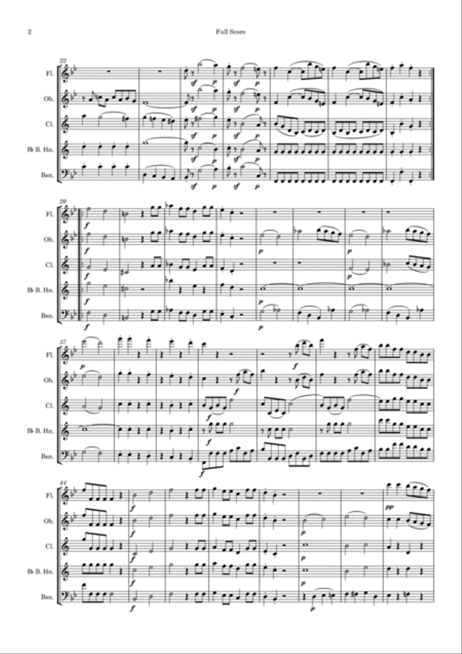 Mozart: Divertimento No.4 from “Five Divertimenti for 3 basset horns” K439b - wind quintet Woodwind Quintet scores gallery preview page 3