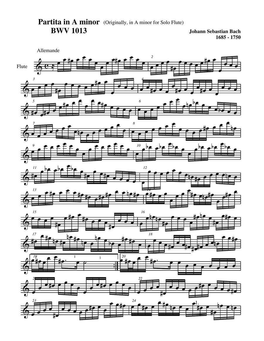 Bach Flute Partita BMV 1013 in Several Keys Large Ensemble scores gallery preview page 2