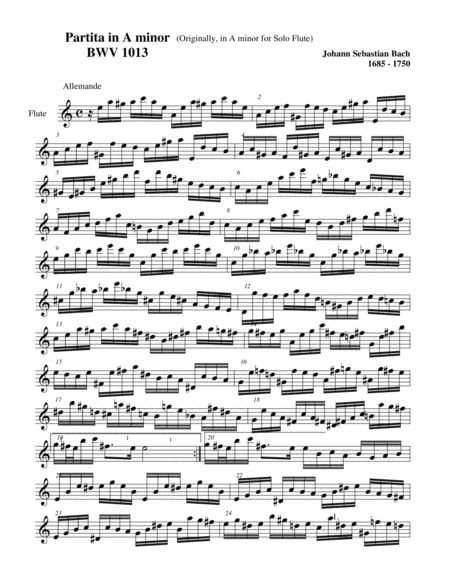 Bach Flute Partita BMV 1013 in Several Keys
