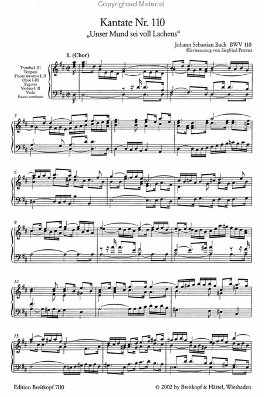 Cantata BWV 110 “Unser Mund sei voll Lachens” 4-Part scores gallery preview page 2
