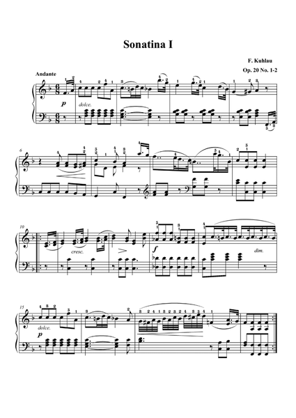 Kuhlau Sonatina Op. 20 No. 1-2 in F Major