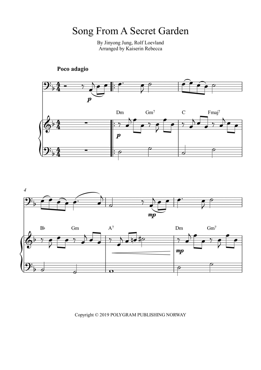 Song From A Secret Garden (Korean Version) Piano scores gallery preview page 1