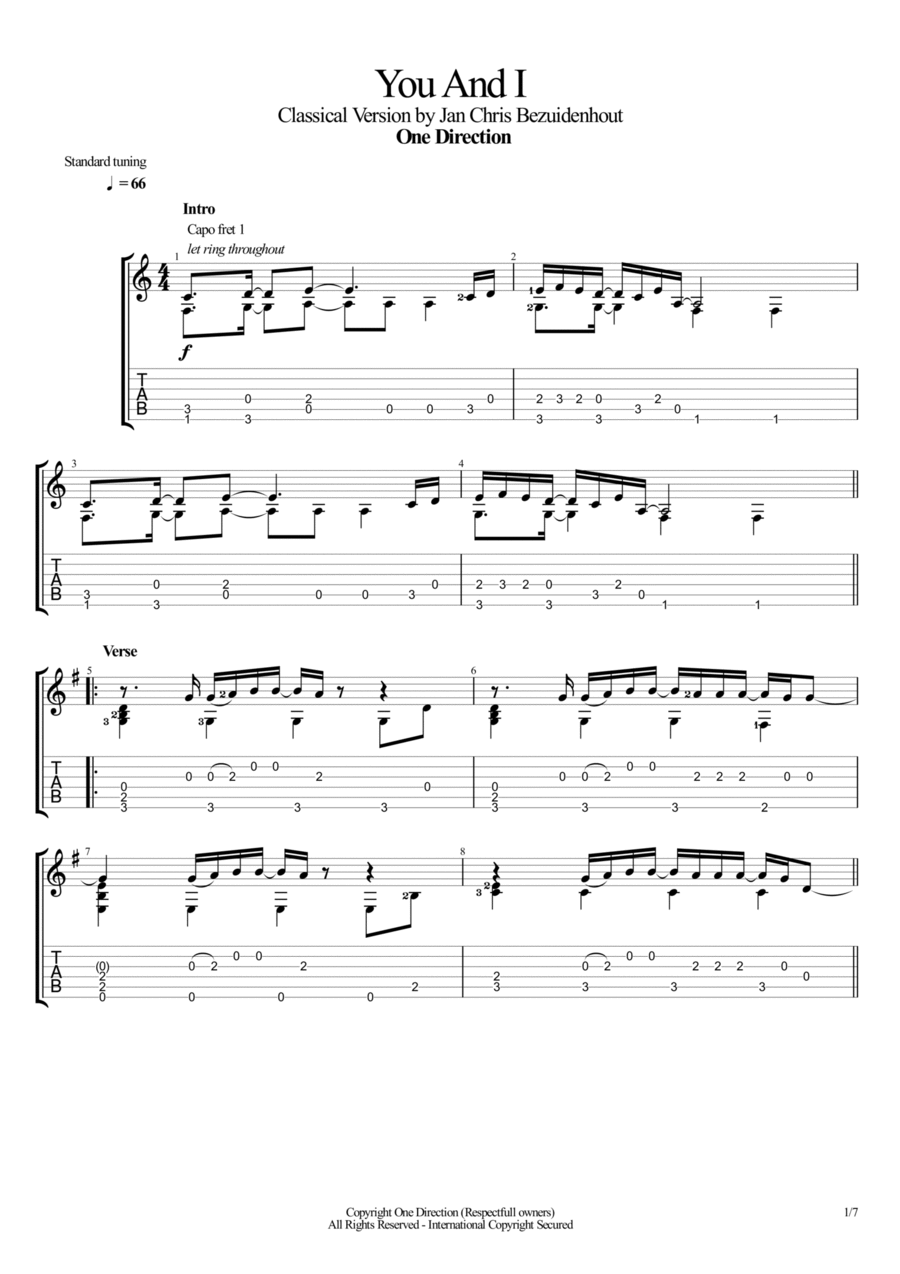 You & I Electric Guitar scores gallery preview page 1