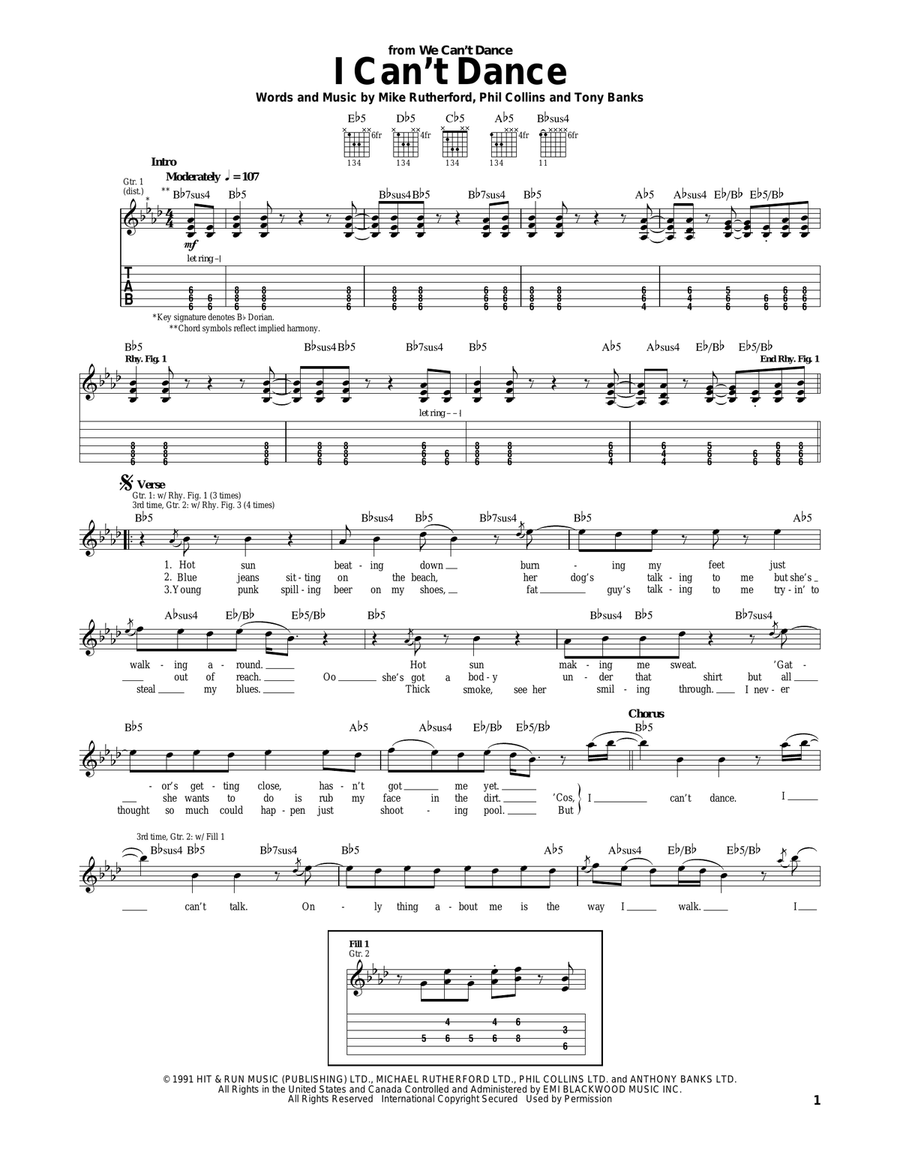 I Can't Dance I Can't Dance Acoustic Guitar scores gallery preview page 1