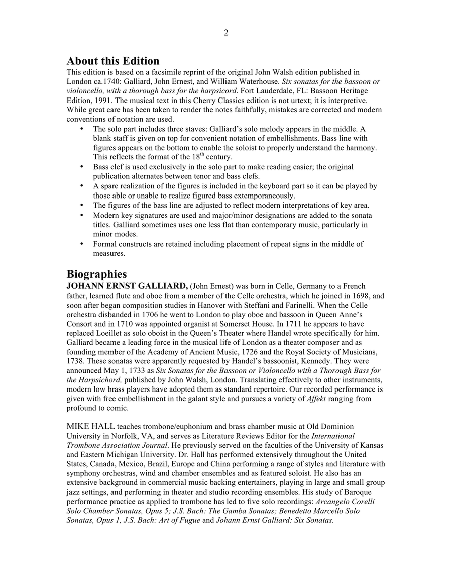 Six Sonatas for Trombone and Keyboard Trombone Duet scores gallery preview page 2