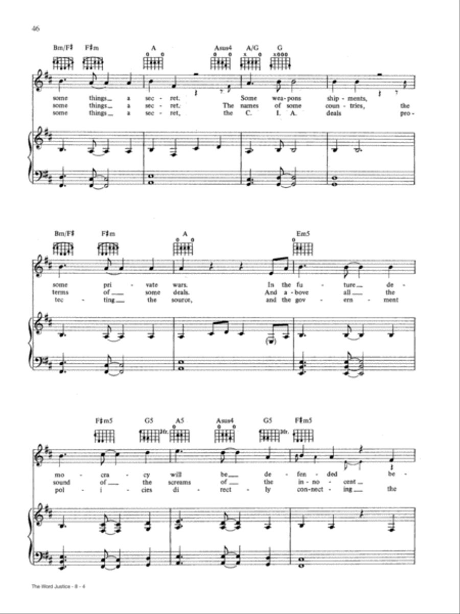 The Word Justice Piano, Vocal, Guitar scores gallery preview page 4