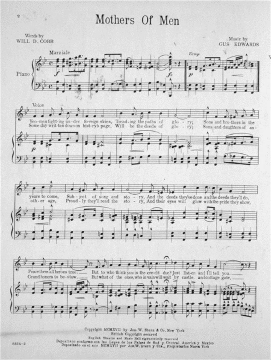 Mothers of Men. A Soul Stirring Patriotic Song for True Americans Voice scores gallery preview page 2