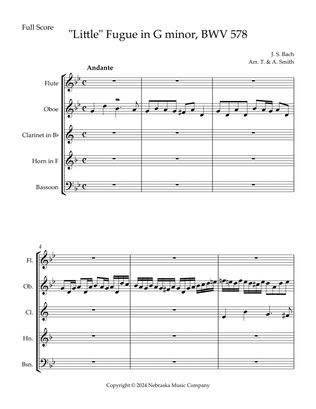 Book cover for "Litte" Fugue in G minor, BWV 578 for Woodwind Quintet