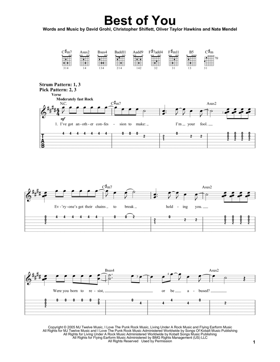 Best Of You Acoustic Guitar scores gallery preview page 1