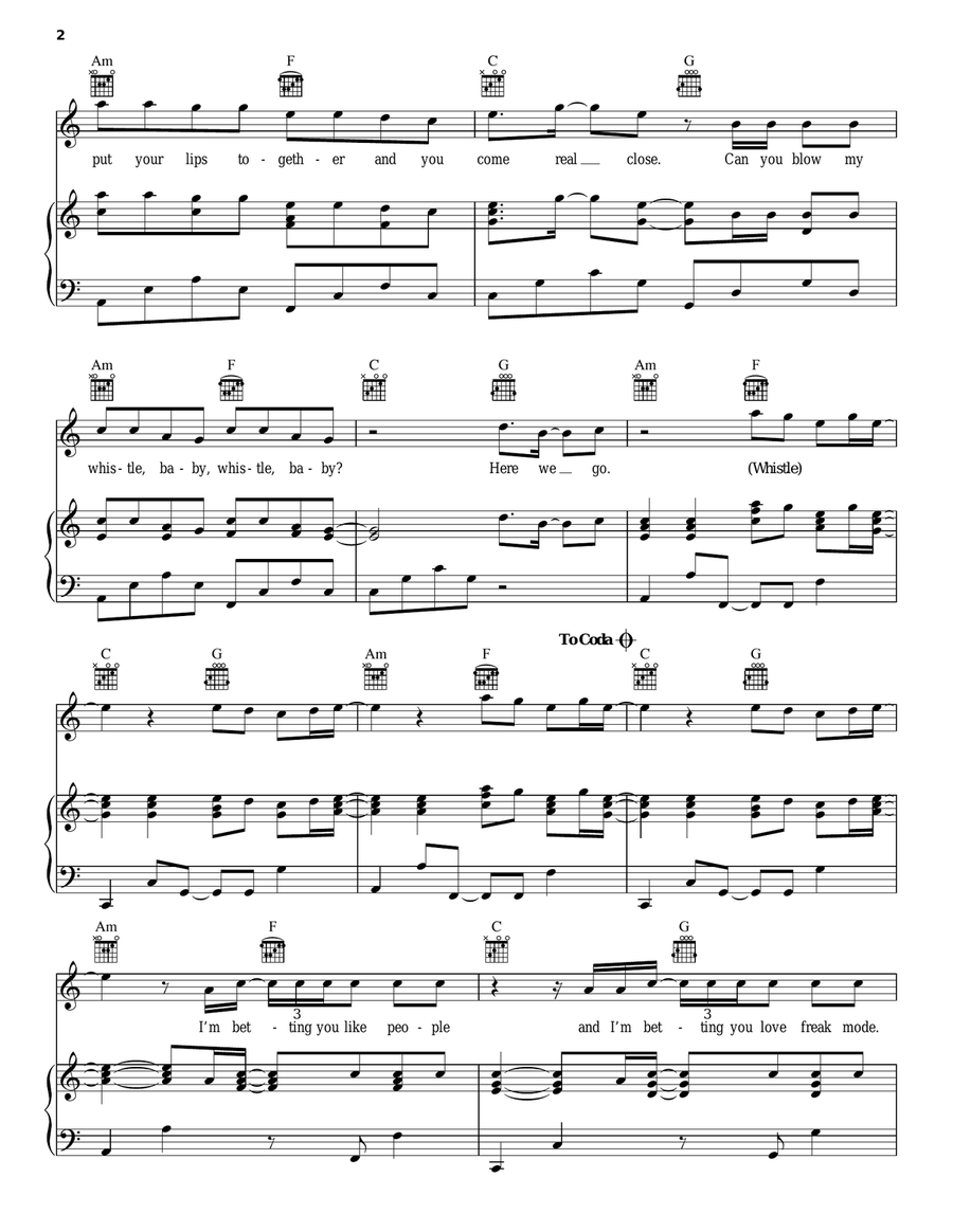 Whistle Piano, Vocal, Guitar scores gallery preview page 2