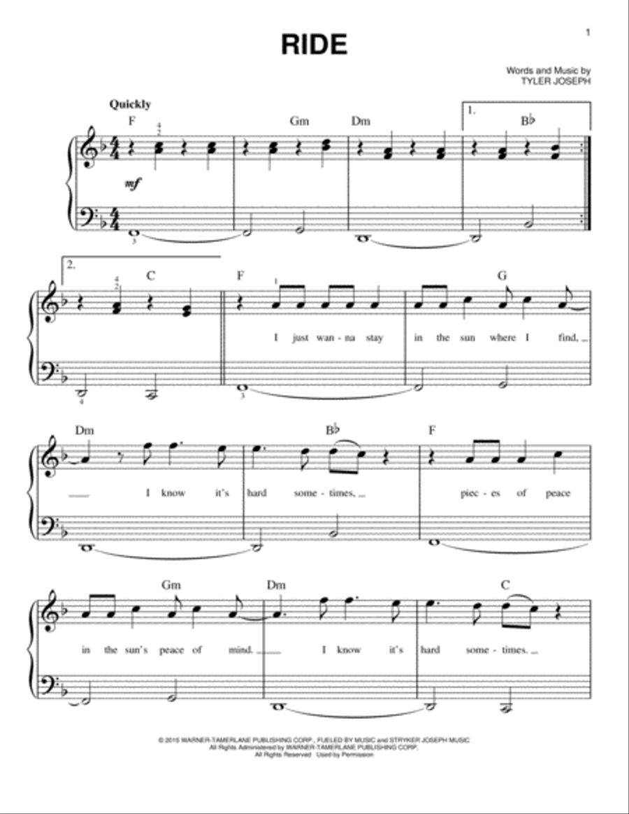 Ride Easy Piano scores gallery preview page 1
