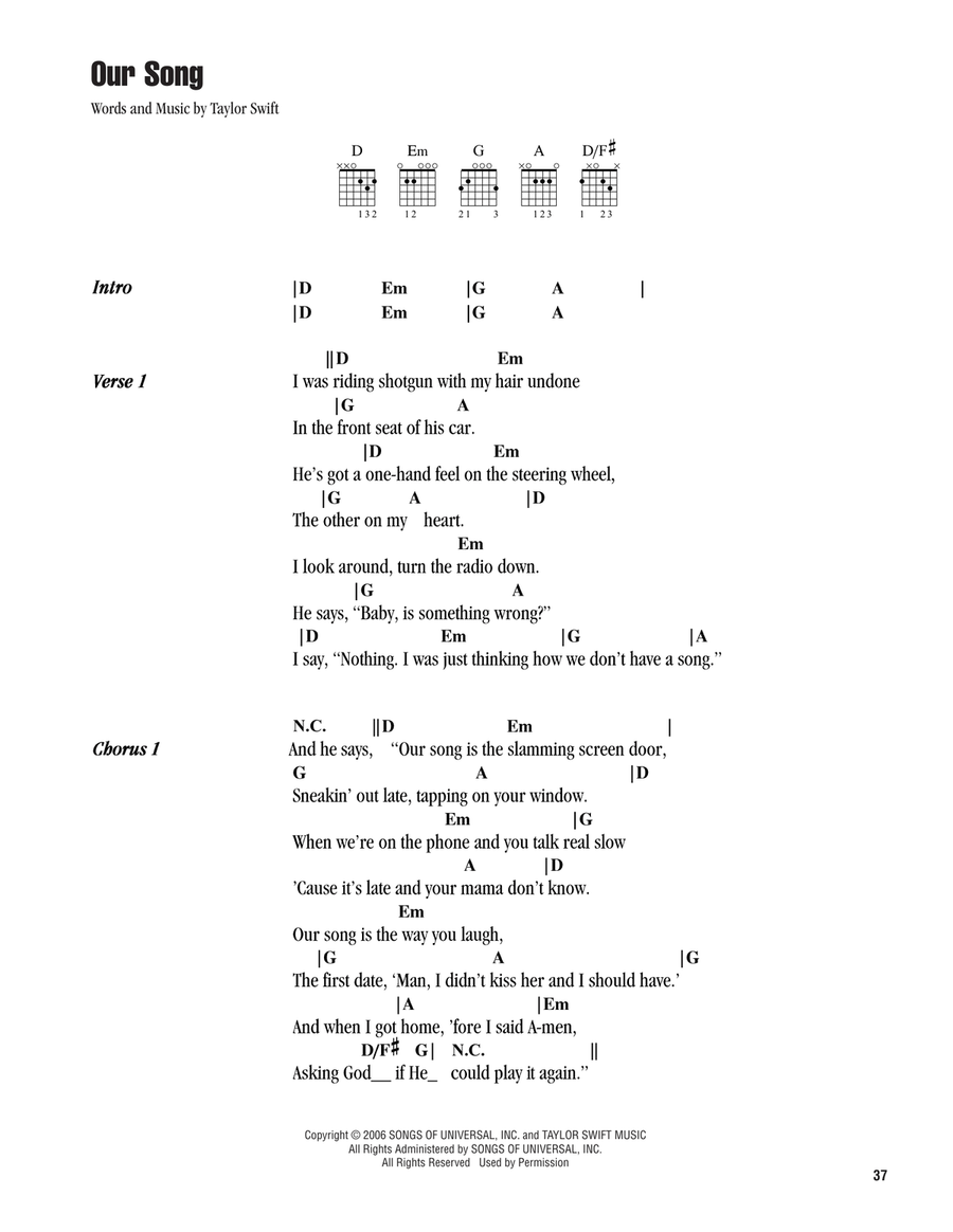 Your song shop chords easy