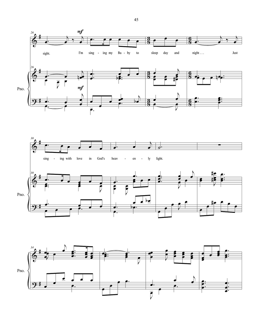 Singing My Baby to Sleep, a sacred Christmas vocal solo lullaby Voice Solo scores gallery preview page 4