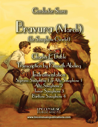 Book cover for March – “Bravura” (for Saxophone Quartet SATB or AATB)