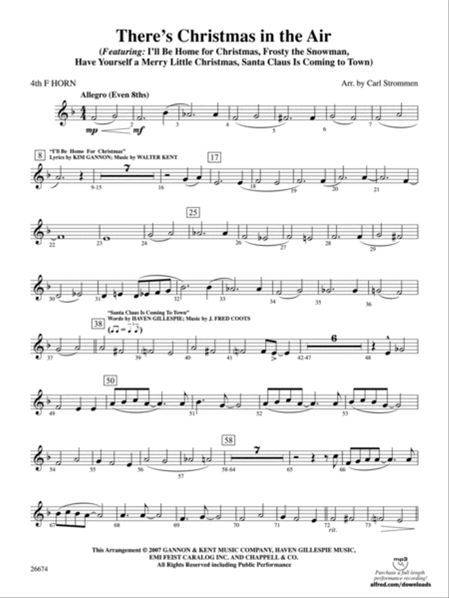 There's Christmas in the Air: 4th F Horn Full Orchestra scores gallery preview page 1