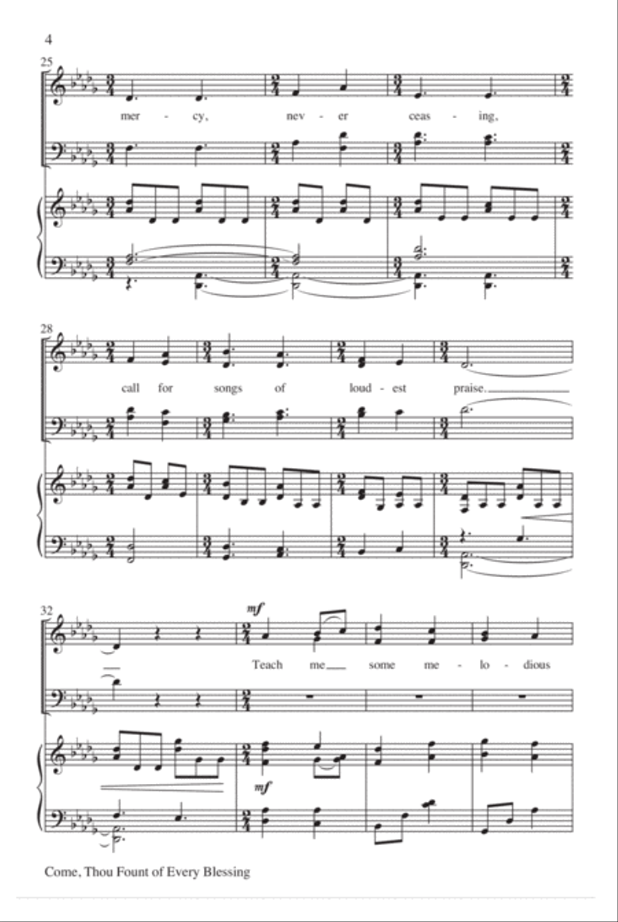 Come, Thou Fount of Every Blessing 4-Part scores gallery preview page 5