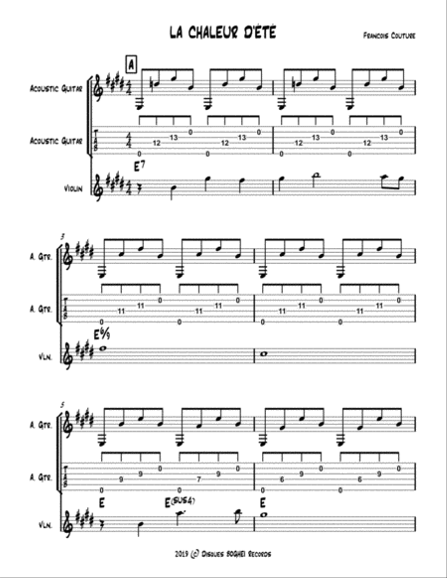 LA CHALEUR D'ÉTÉ Piano scores gallery preview page 1