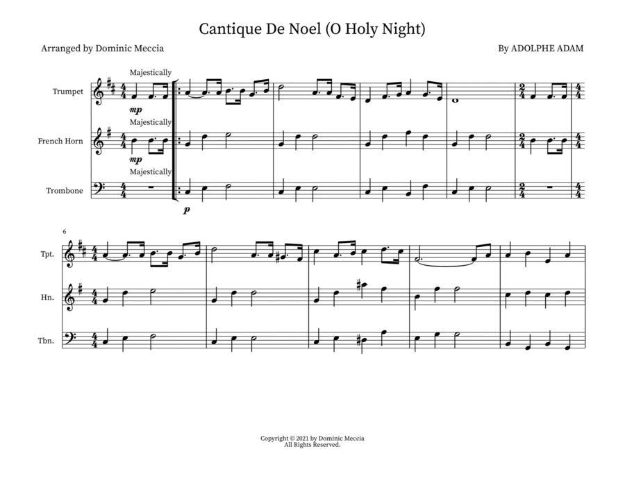 O Holy Night (Cantique De Noel) Brass Ensemble scores gallery preview page 1