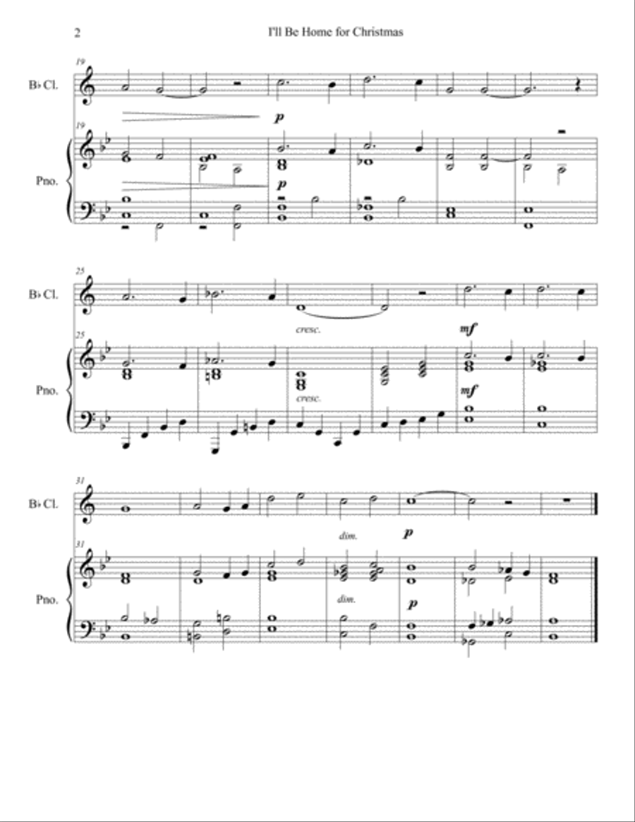 I'll Be Home For Christmas Clarinet Solo scores gallery preview page 3